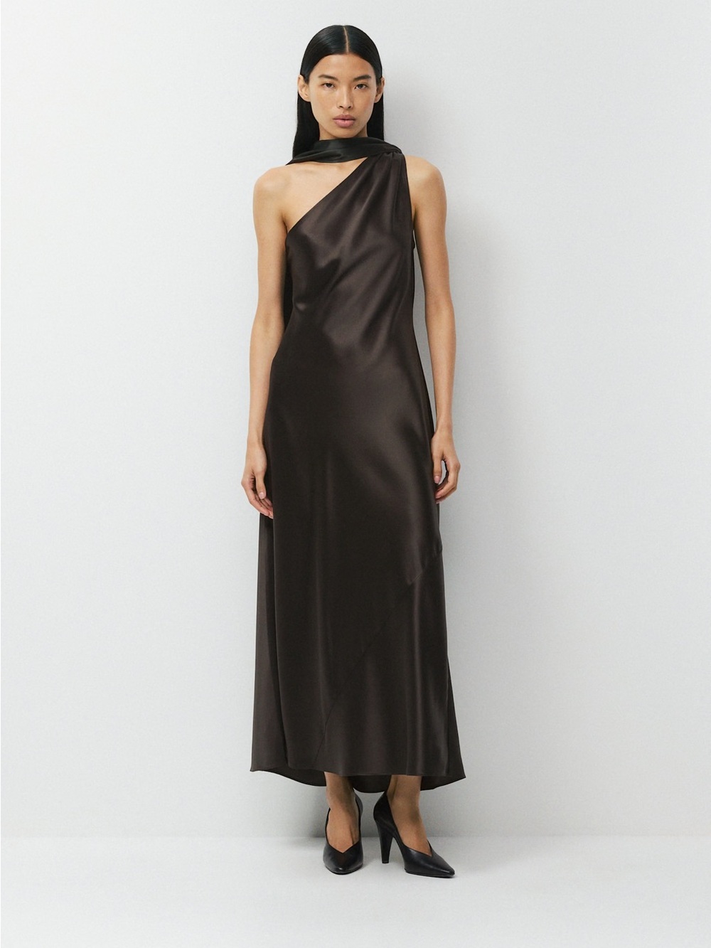 NWT - Aritzia Babaton Ten Verve Satin Dress - Cacao Nib Brown - Size 0